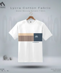 Premium Lycra Cotton Blend T-Shirt – Soft, Stretchy & Comfortable {White-A|||}