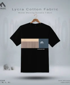 Premium Lycra Cotton Blend T-Shirt – Soft, Stretchy & Comfortable {Black-A|||}