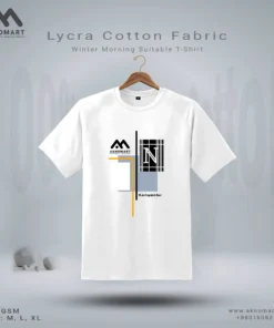 Premium Lycra Cotton Blend T-Shirt – Soft, Stretchy & Comfortable {White-N}