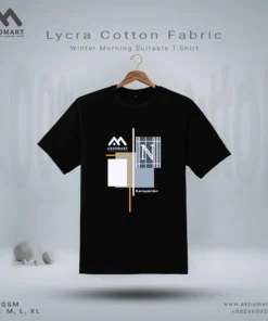 Premium Lycra Cotton Blend T-Shirt – Soft, Stretchy & Comfortable {Black-N}