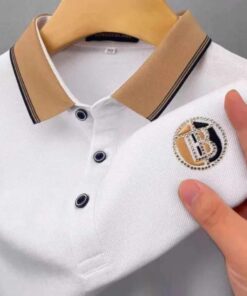 ক্লাসি হোয়াইট কালার উইথ এলিগেন্ট ব্রাউন কলার Premium Polo Shirt!